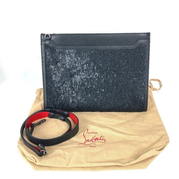 Christian Louboutin SKY Sky Sequins 2WAY Bag Clutch Bag Crossbody Shoulder Bag - Picture 1 of 16